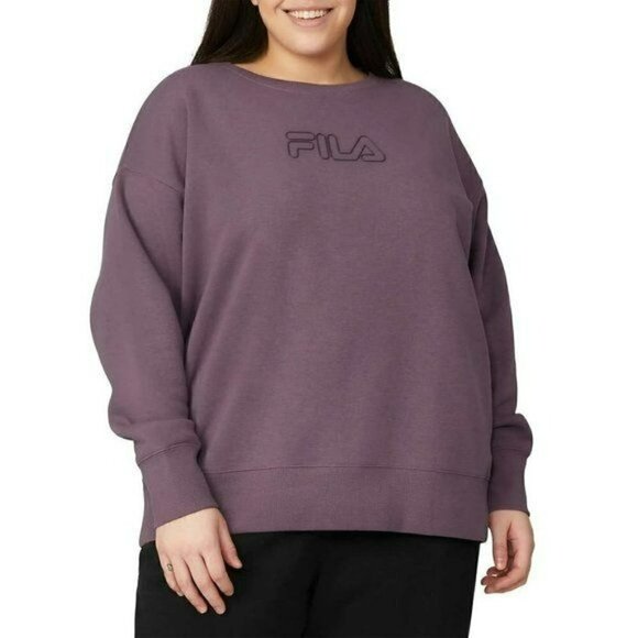 NWT FILA Cotton Blend Chest Logo Active Crewneck Top Sweatshirt - Picture 4 of 5